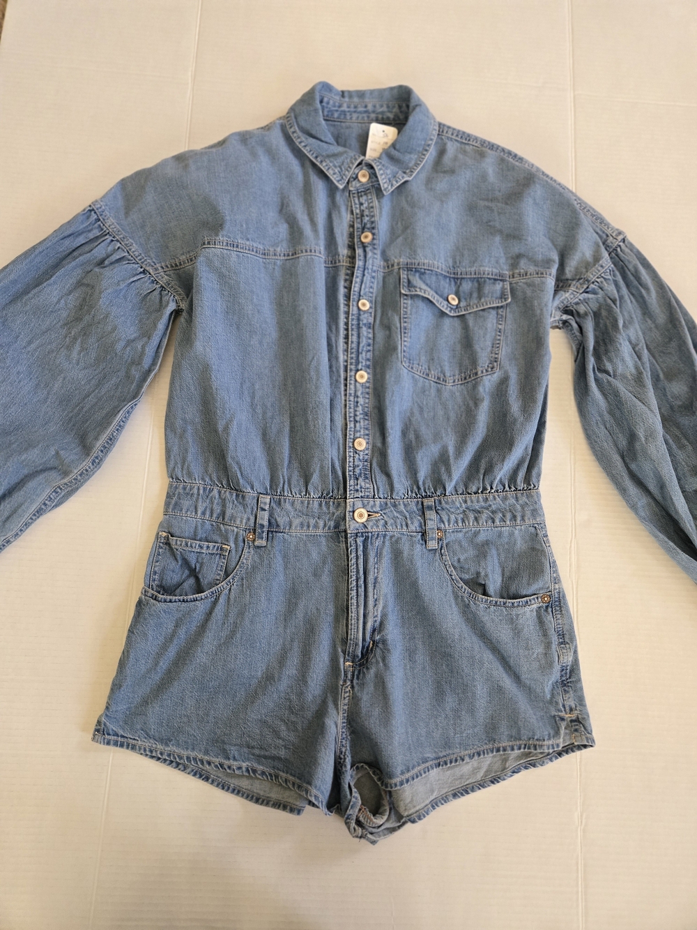 We The Free Light Blue Denim Romper Jumpsuit